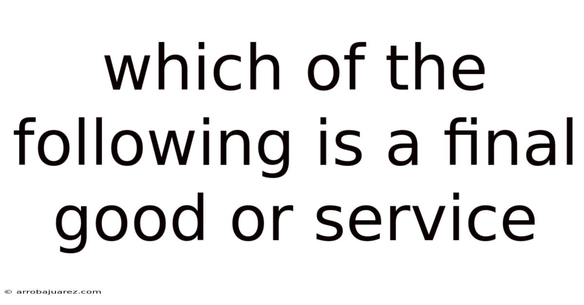 Which Of The Following Is A Final Good Or Service