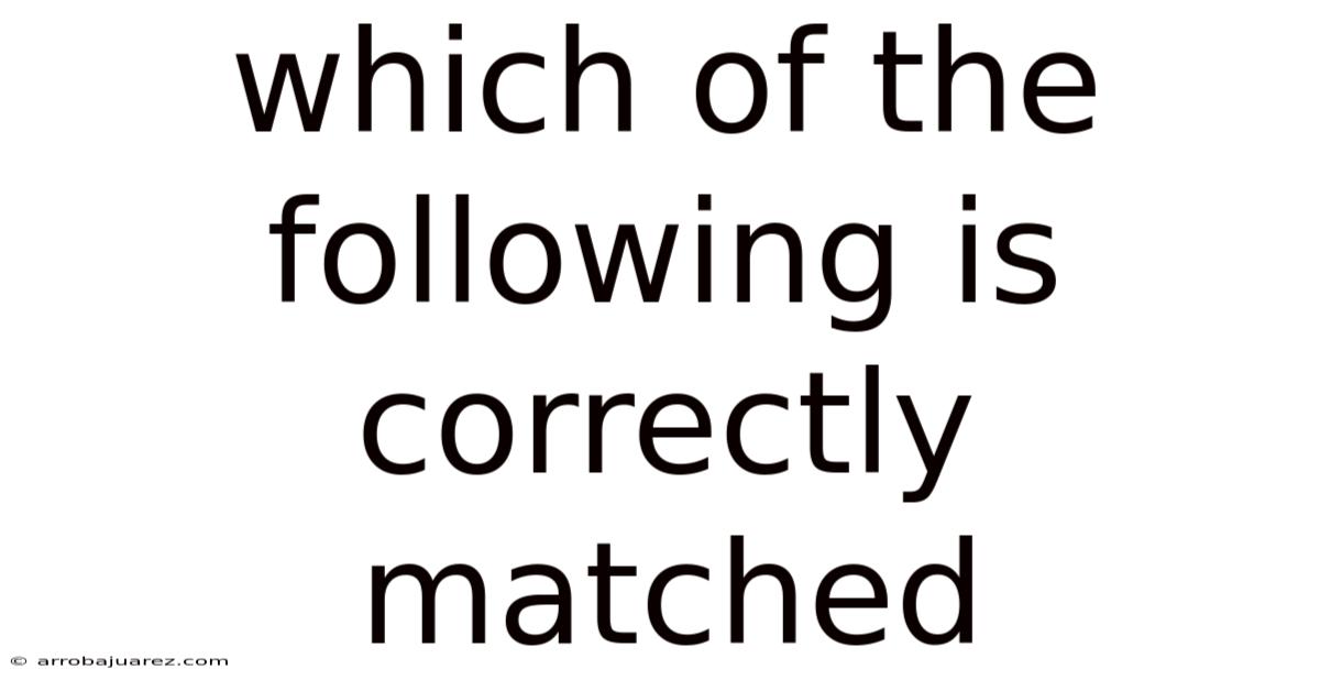 Which Of The Following Is Correctly Matched