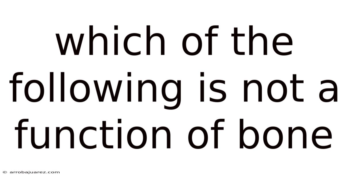 Which Of The Following Is Not A Function Of Bone