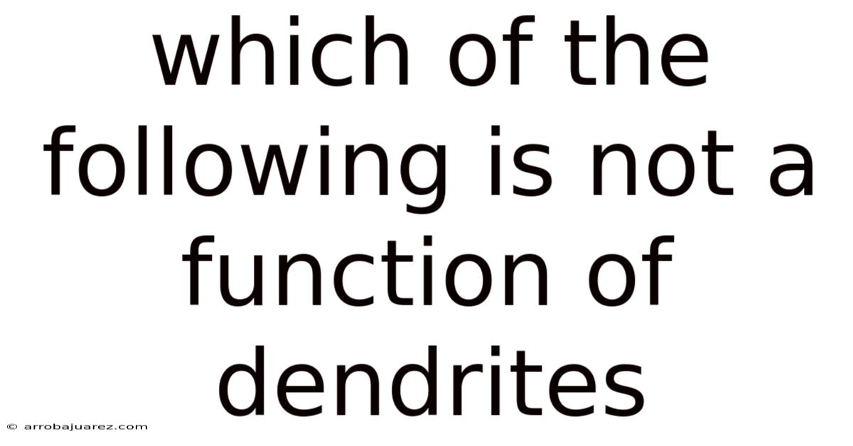 Which Of The Following Is Not A Function Of Dendrites
