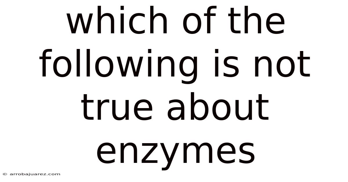 Which Of The Following Is Not True About Enzymes
