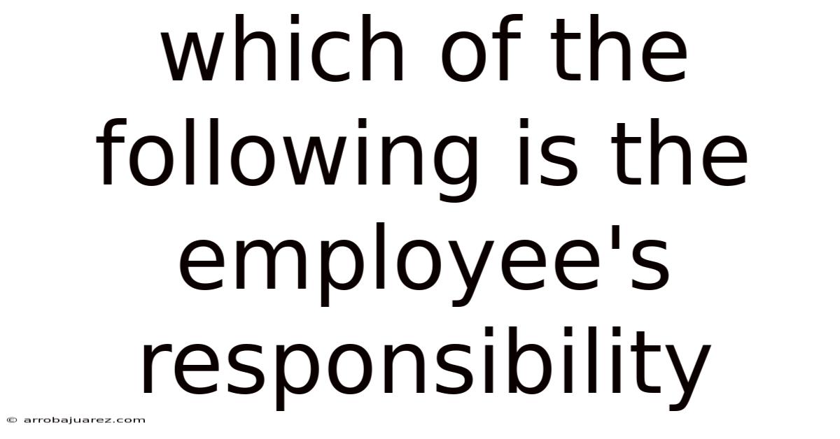 Which Of The Following Is The Employee's Responsibility