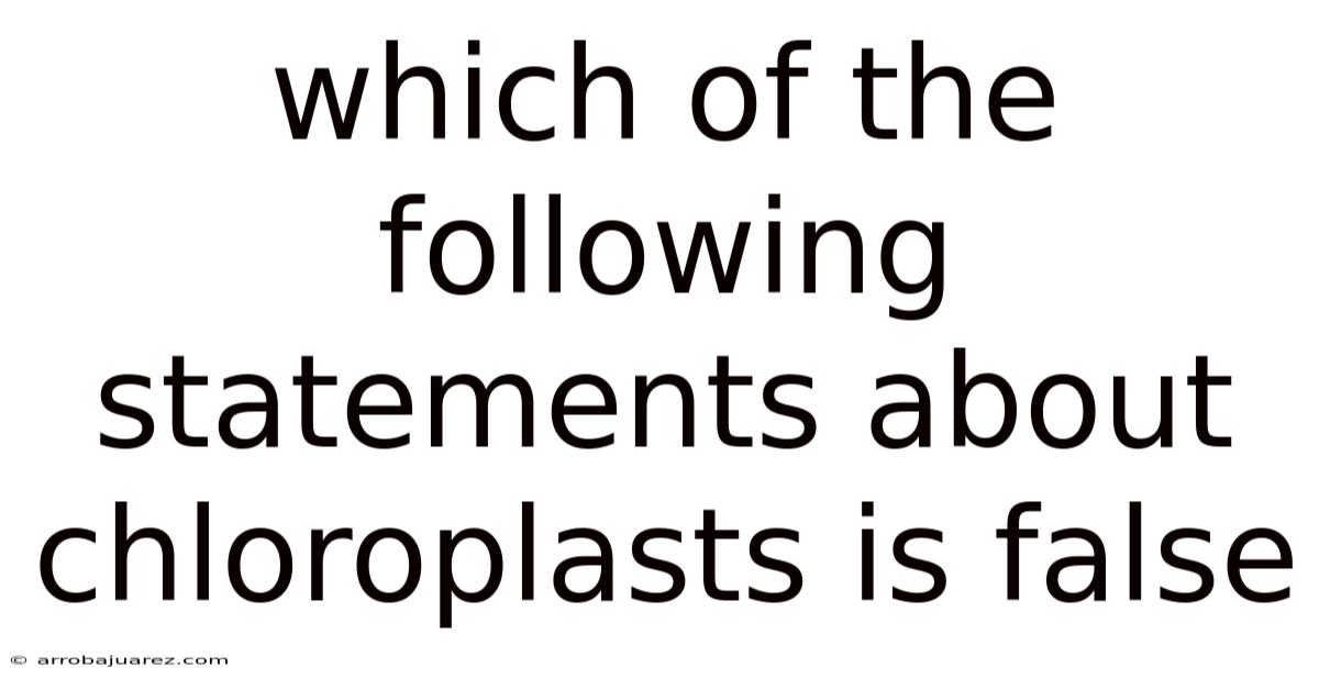 Which Of The Following Statements About Chloroplasts Is False
