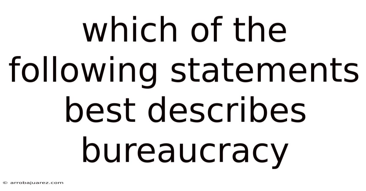 Which Of The Following Statements Best Describes Bureaucracy