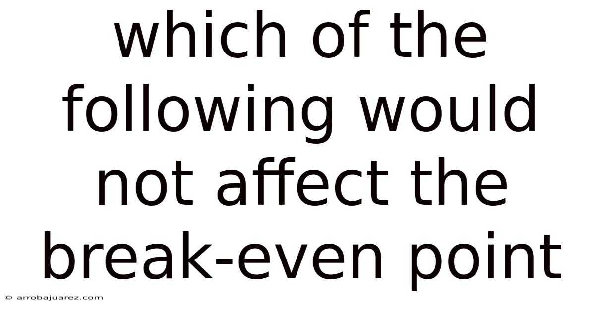 Which Of The Following Would Not Affect The Break-even Point
