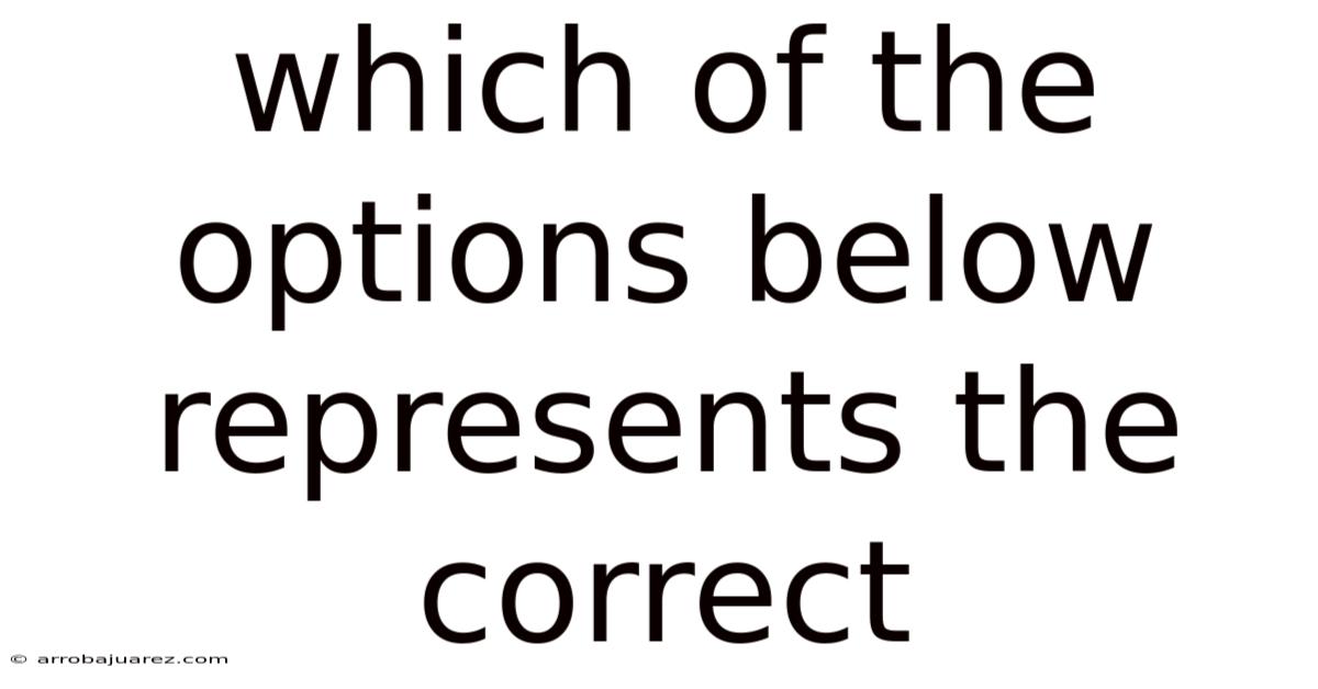 Which Of The Options Below Represents The Correct