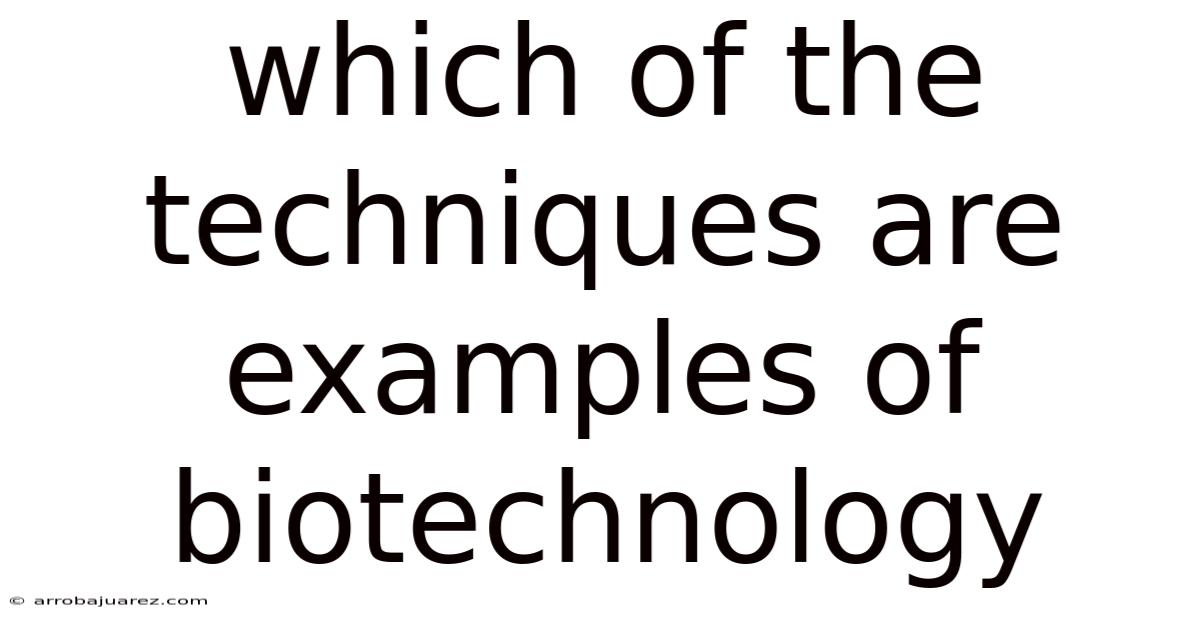 Which Of The Techniques Are Examples Of Biotechnology