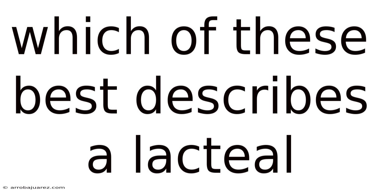 Which Of These Best Describes A Lacteal