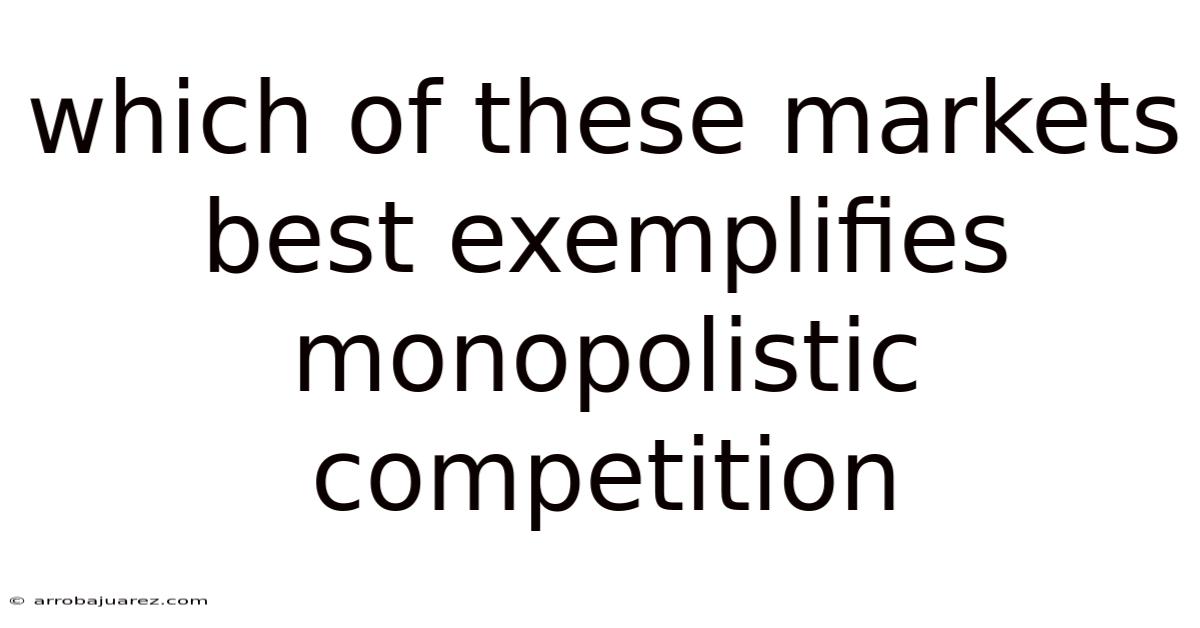 Which Of These Markets Best Exemplifies Monopolistic Competition