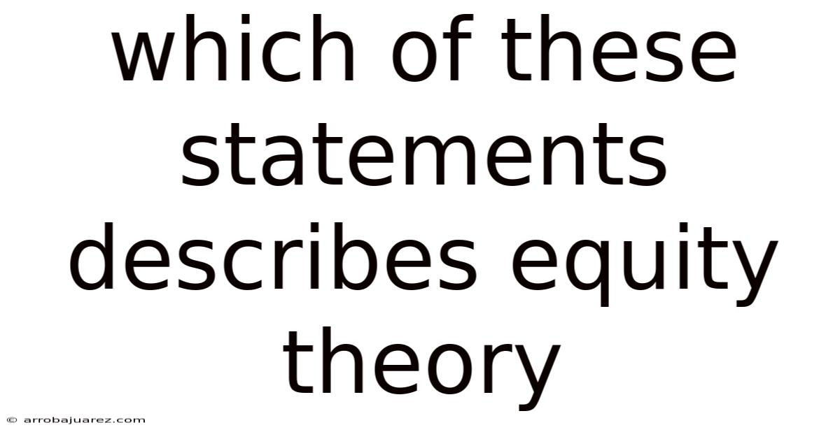 Which Of These Statements Describes Equity Theory