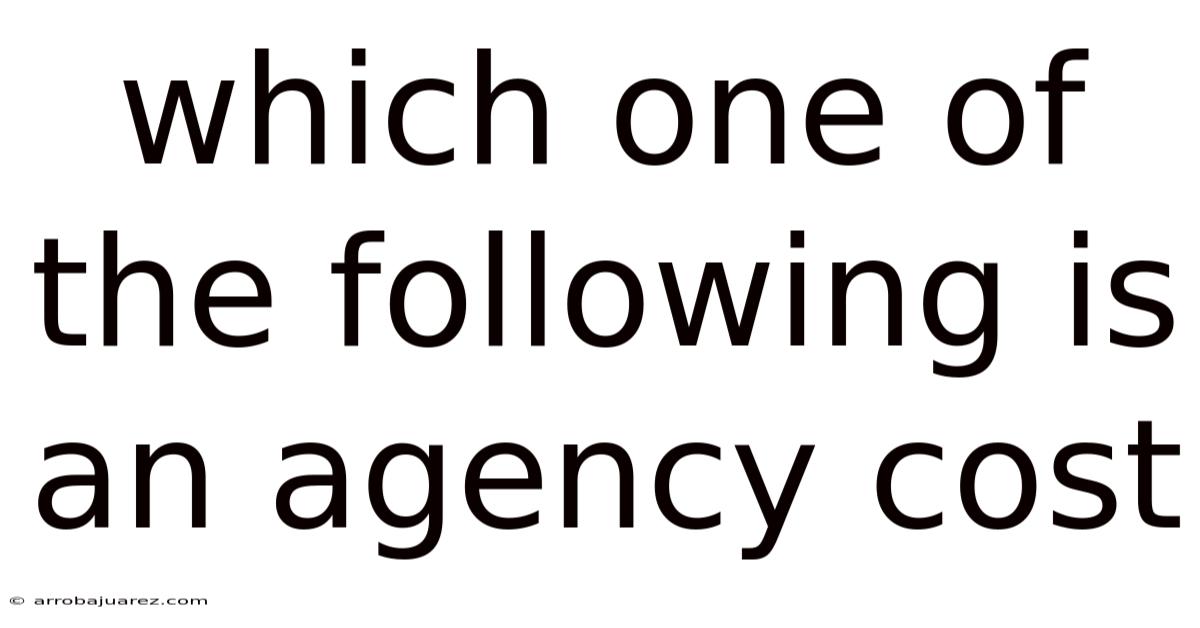 Which One Of The Following Is An Agency Cost