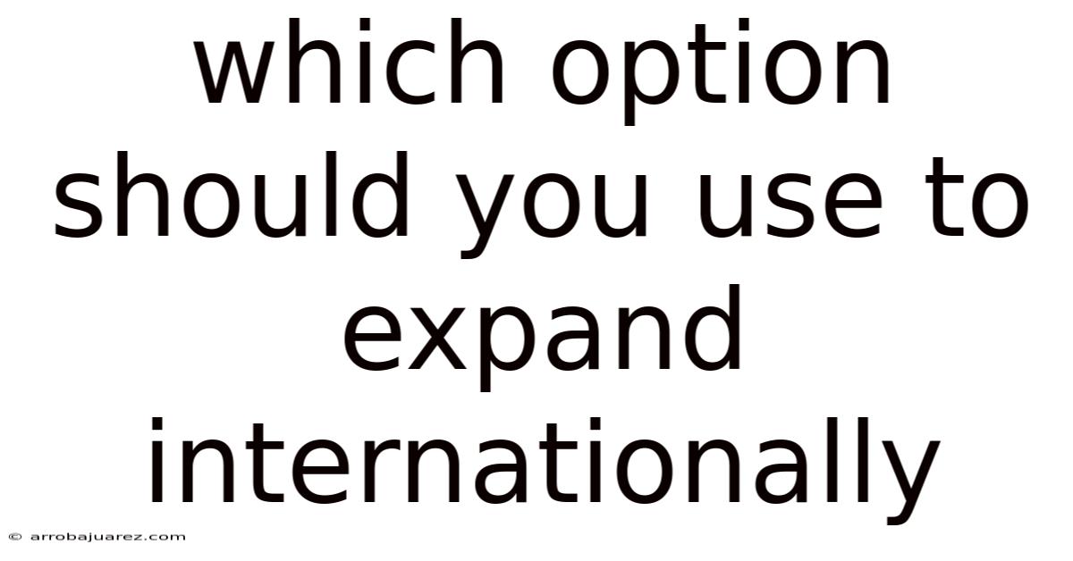 Which Option Should You Use To Expand Internationally