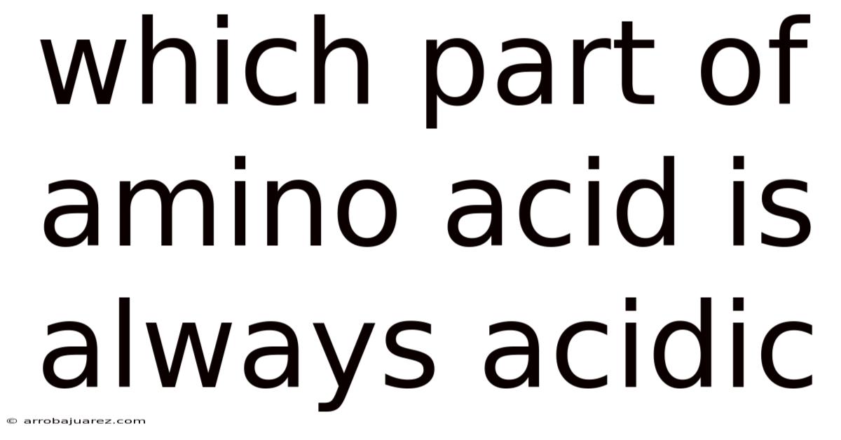 Which Part Of Amino Acid Is Always Acidic