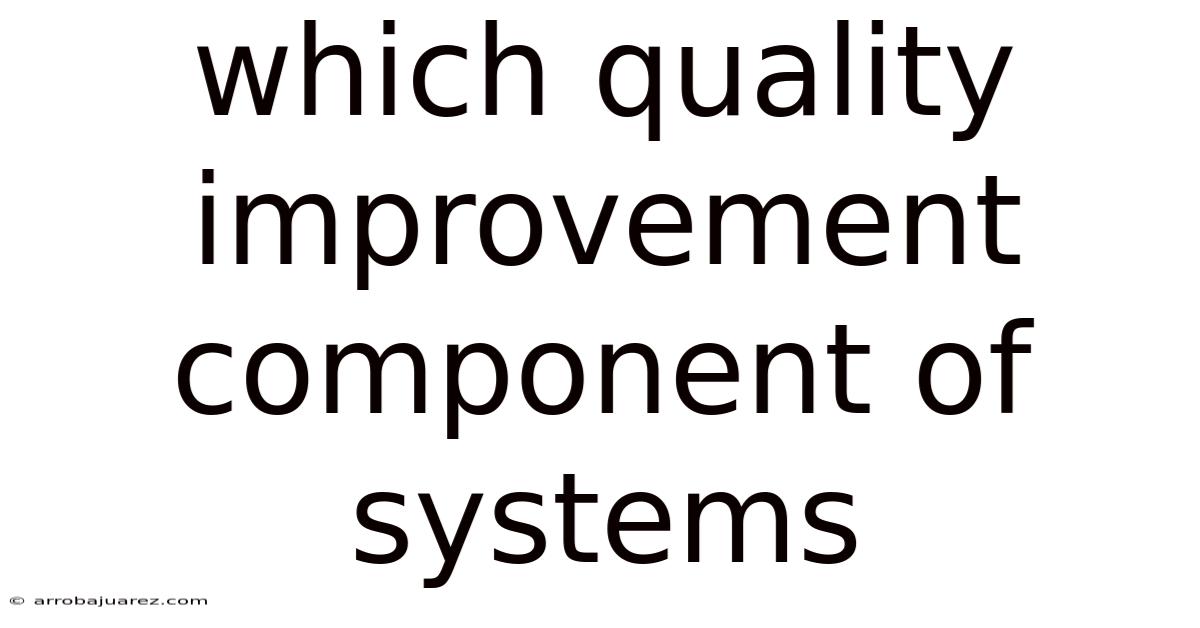 Which Quality Improvement Component Of Systems