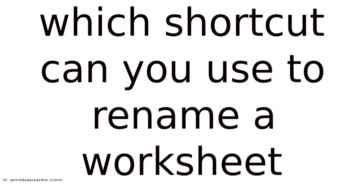 Which Shortcut Can You Use To Rename A Worksheet
