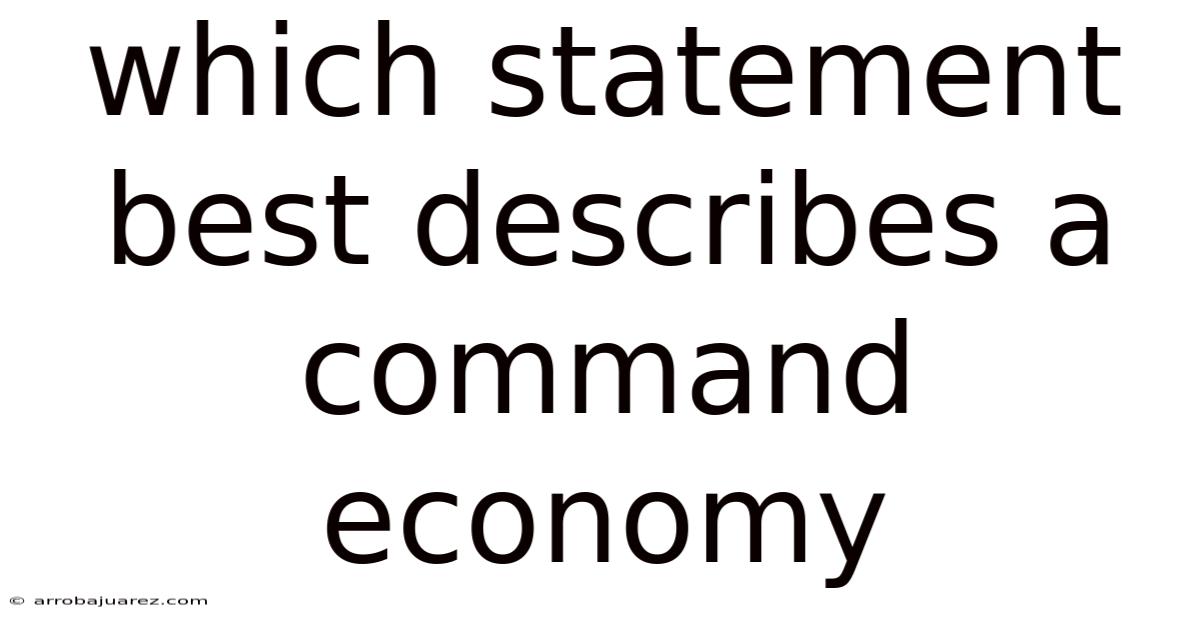 Which Statement Best Describes A Command Economy