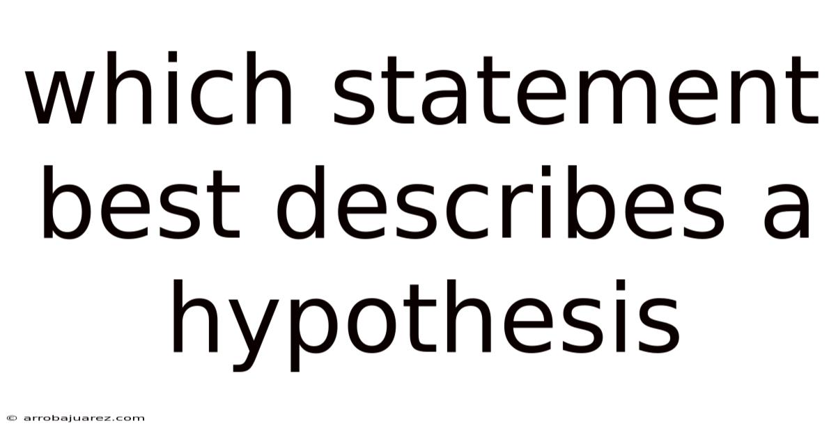 Which Statement Best Describes A Hypothesis
