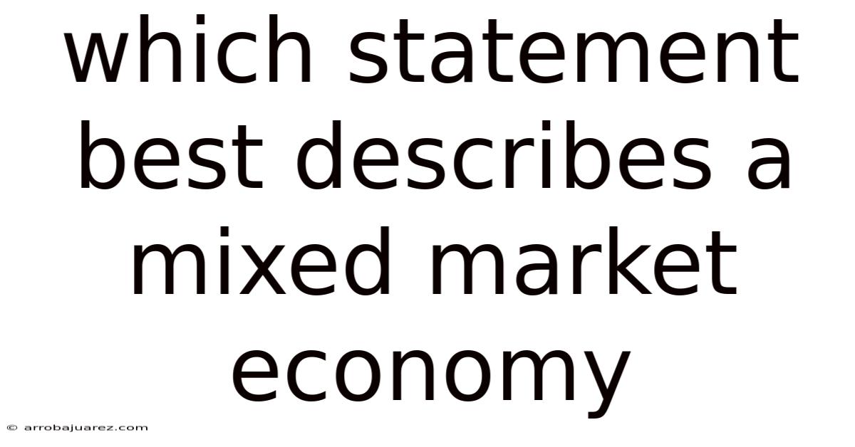 Which Statement Best Describes A Mixed Market Economy