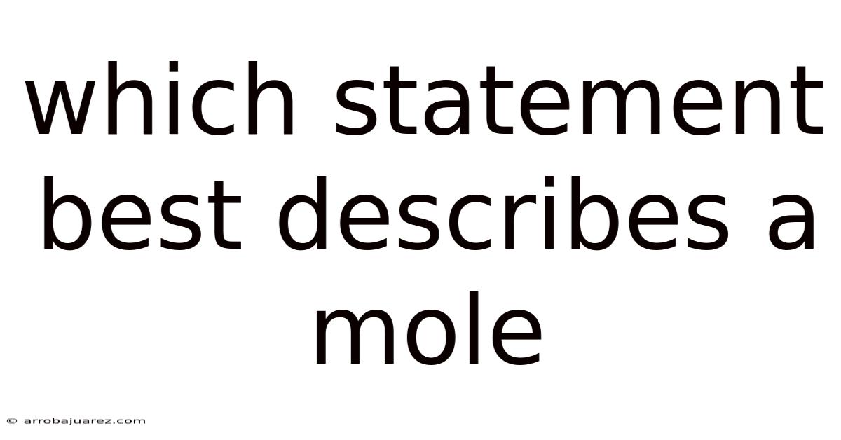 Which Statement Best Describes A Mole