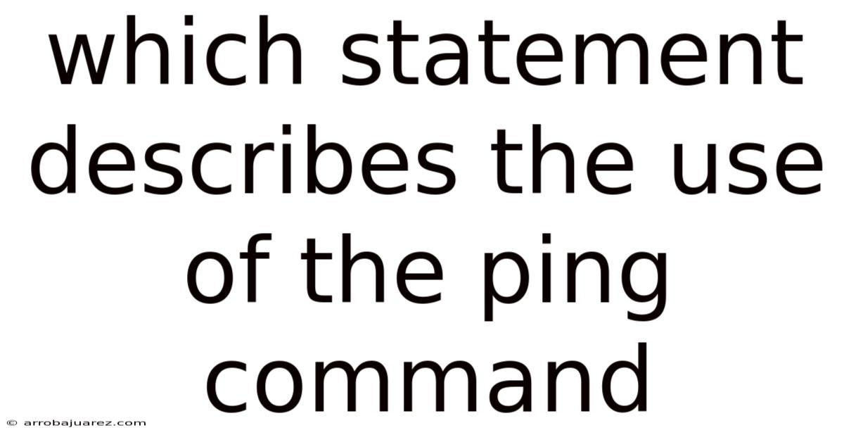 Which Statement Describes The Use Of The Ping Command