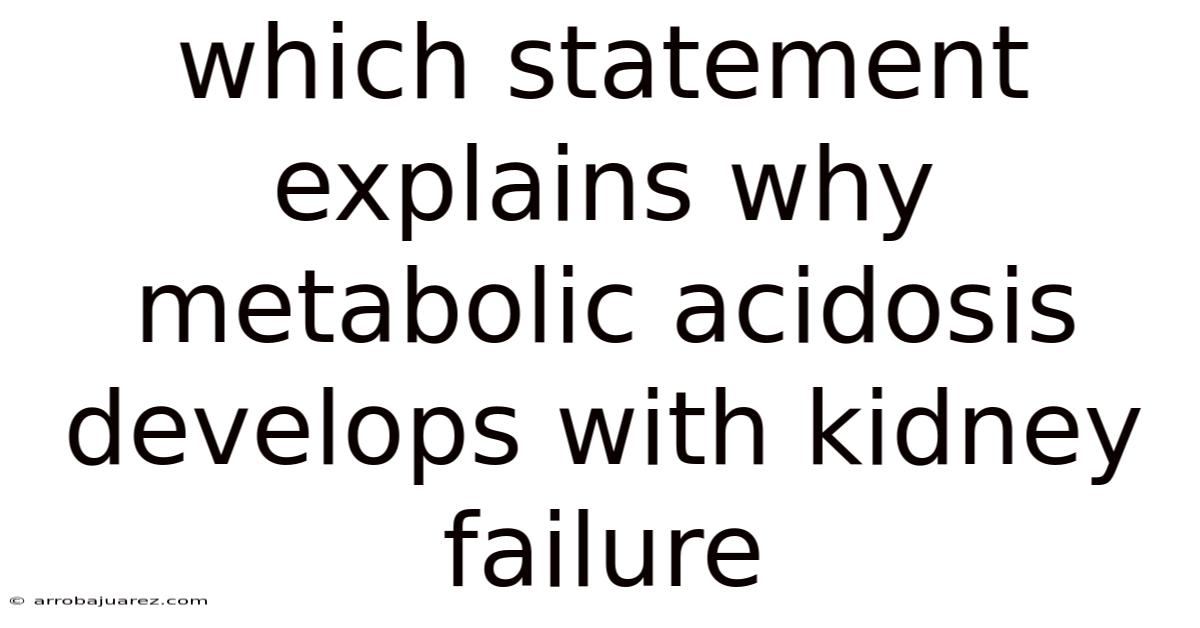 Which Statement Explains Why Metabolic Acidosis Develops With Kidney Failure