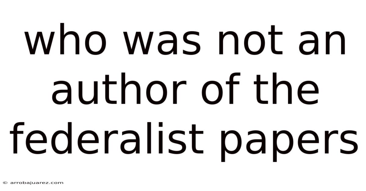 Who Was Not An Author Of The Federalist Papers