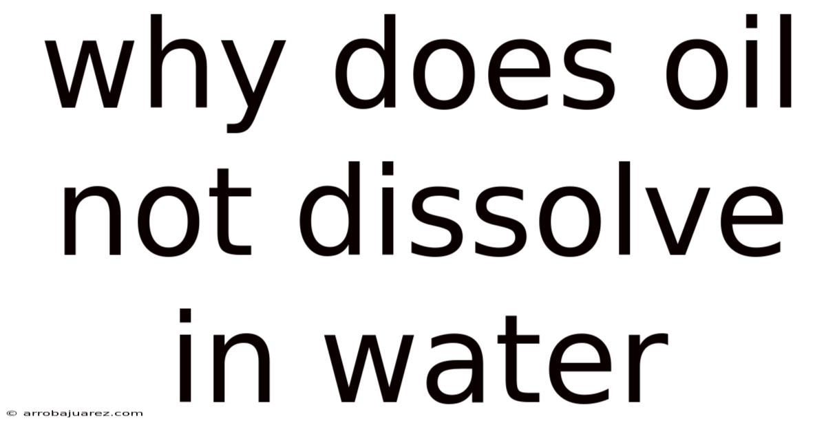 Why Does Oil Not Dissolve In Water