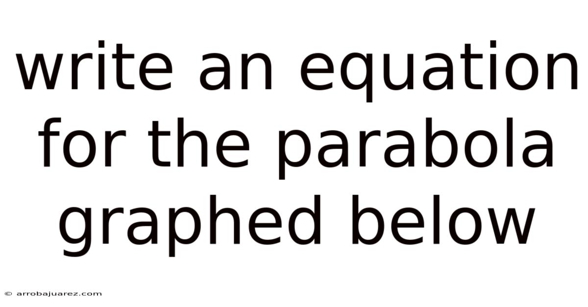 Write An Equation For The Parabola Graphed Below