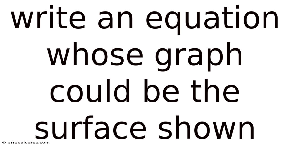 Write An Equation Whose Graph Could Be The Surface Shown