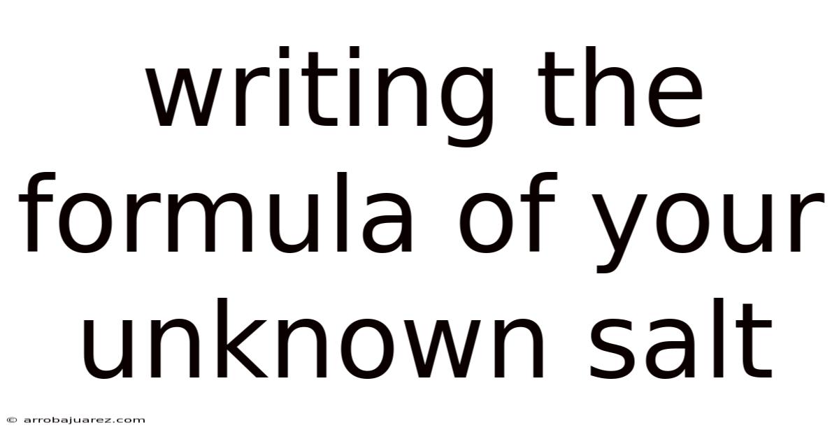 Writing The Formula Of Your Unknown Salt