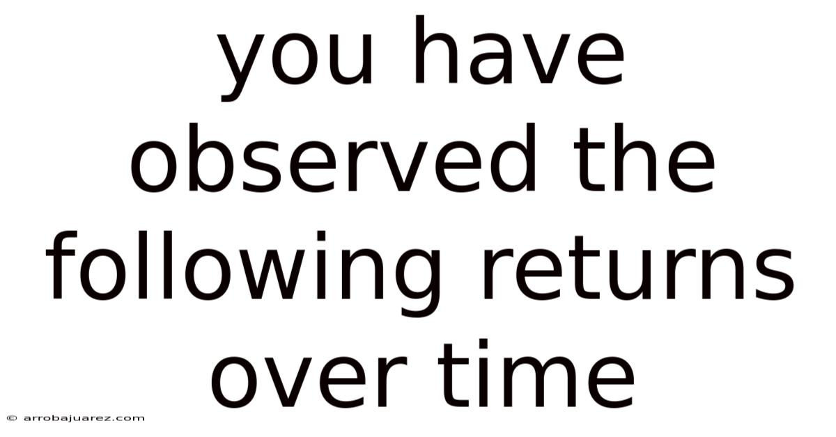 You Have Observed The Following Returns Over Time