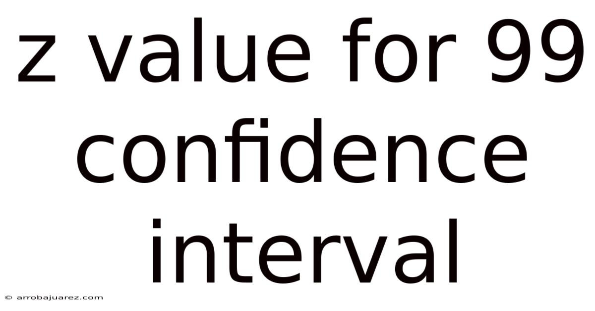 Z Value For 99 Confidence Interval
